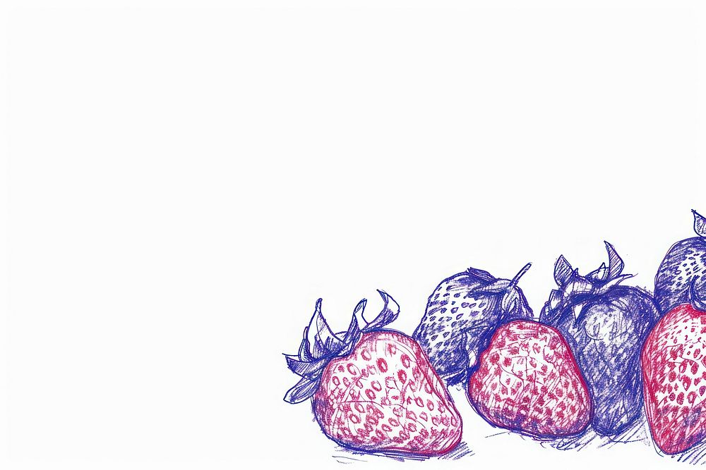 Vintage drawing strawberry border sketch fruit plant.