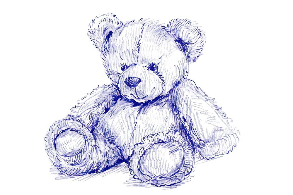 Drawing teddy bear sketch paper toy.