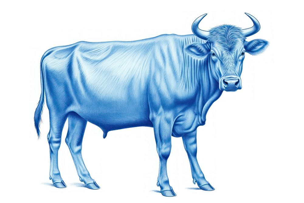 Drawing cow livestock buffalo cattle.