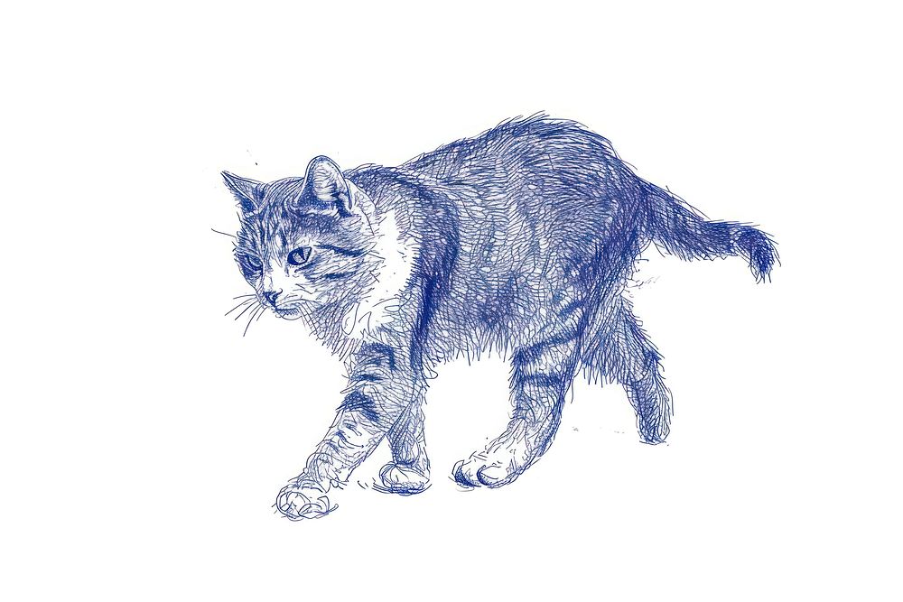 Drawing cat walking sketch animal mammal.