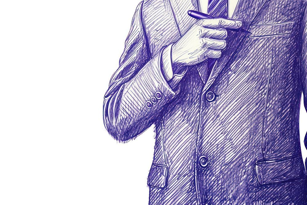 Drawing businessman sketch illustrated midsection.