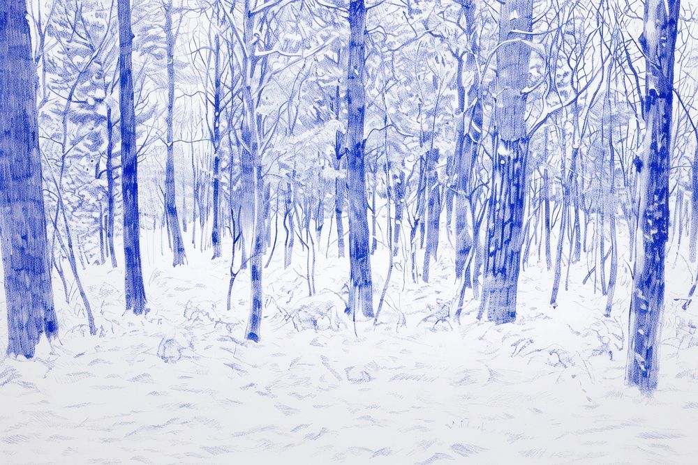 Drawing snow forest outdoors woodland winter.