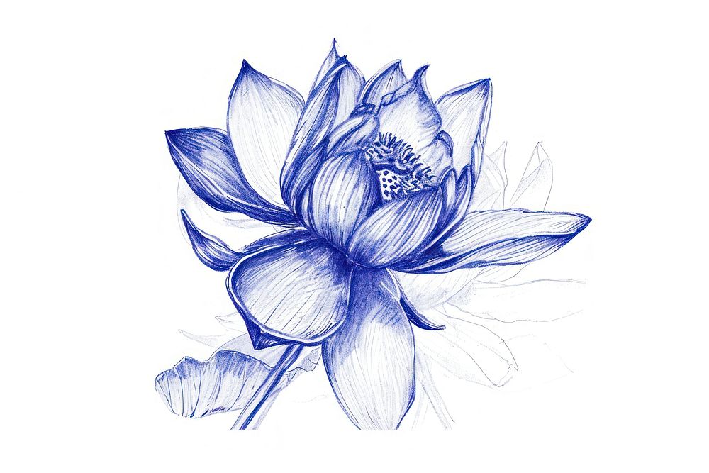 Drawing lotus sketch flower plant.