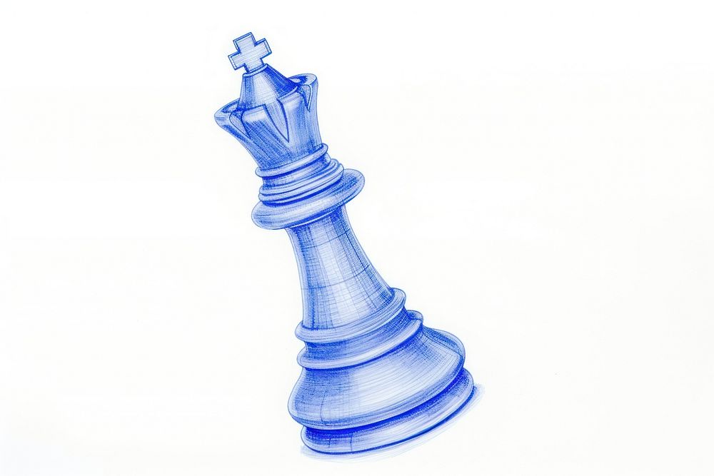 Drawing chess sketch game blue.