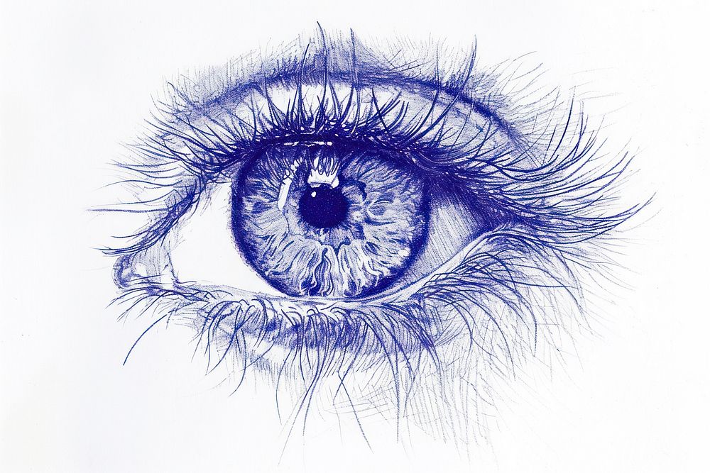Drawing eye sketch blue illustrated.