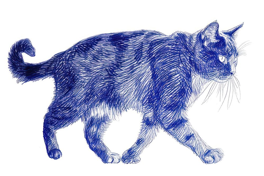 Drawing cat walking sketch mammal animal.