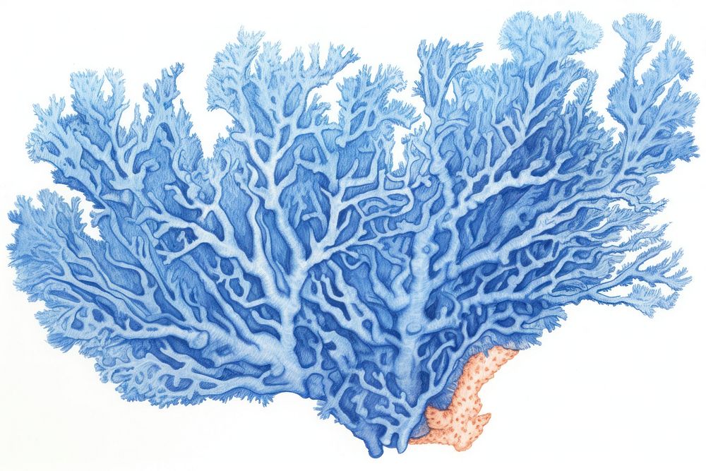 Drawing coral nature sketch blue.