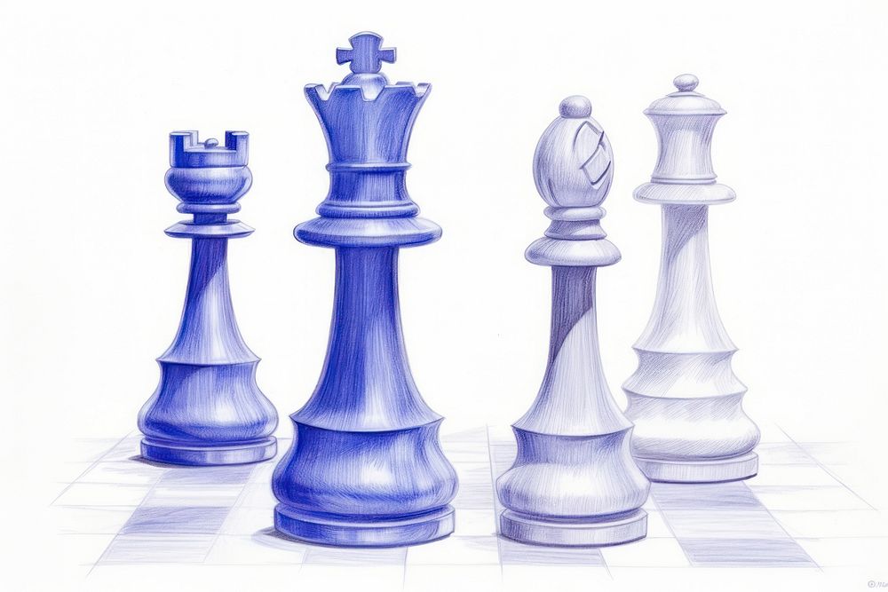 Drawing chess sketch white game.