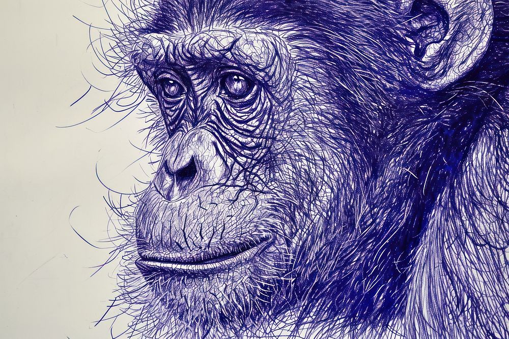 Drawing monkey ape wildlife animal.