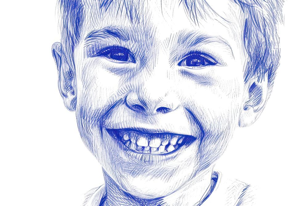 Drawing school boy smiling sketch portrait baby.