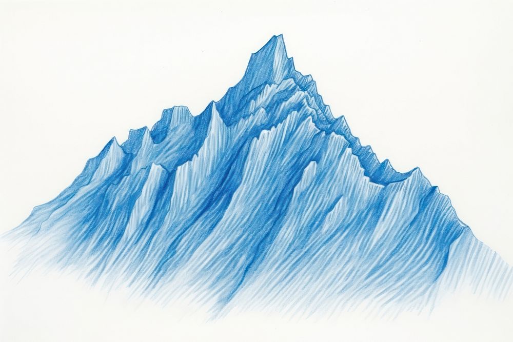 Drawing mountain nature sketch blue.