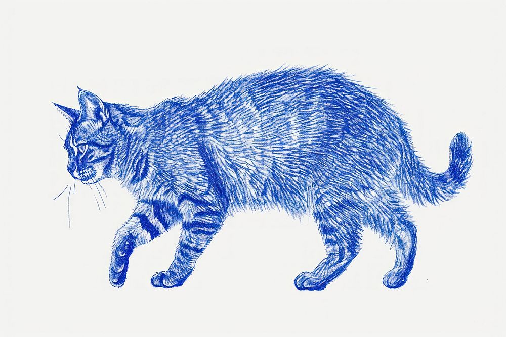 Drawing cat walking sketch animal mammal.