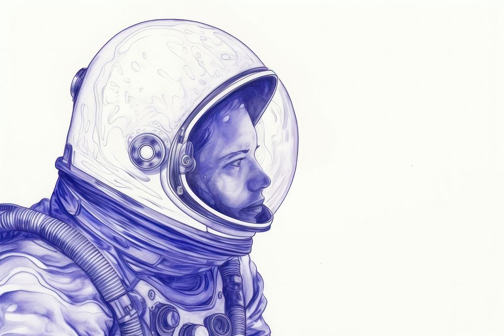 Drawing astronaut sketch helmet illustrated.
