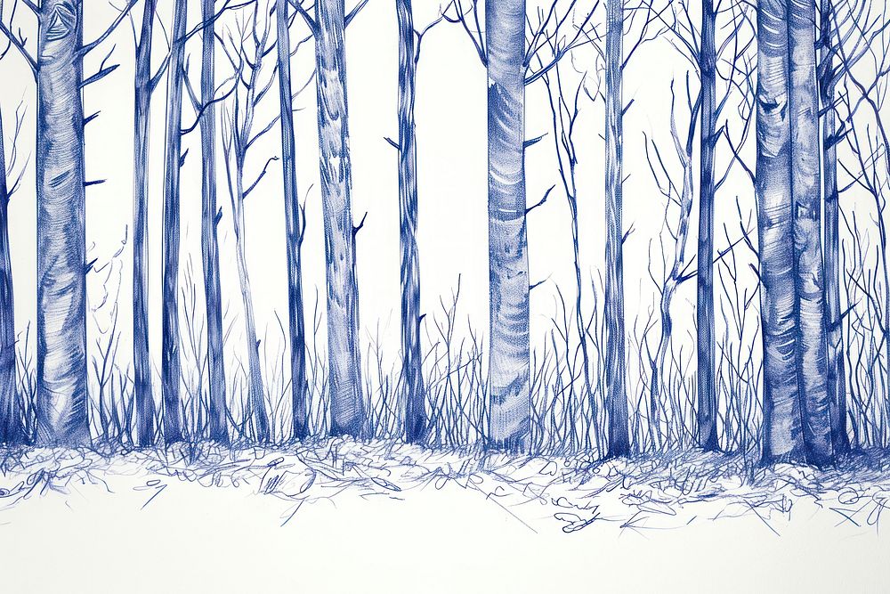 Vintage drawing forest sketch tranquility backgrounds.