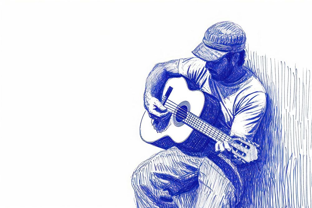 Drawing man playing guitar sketch musician adult.