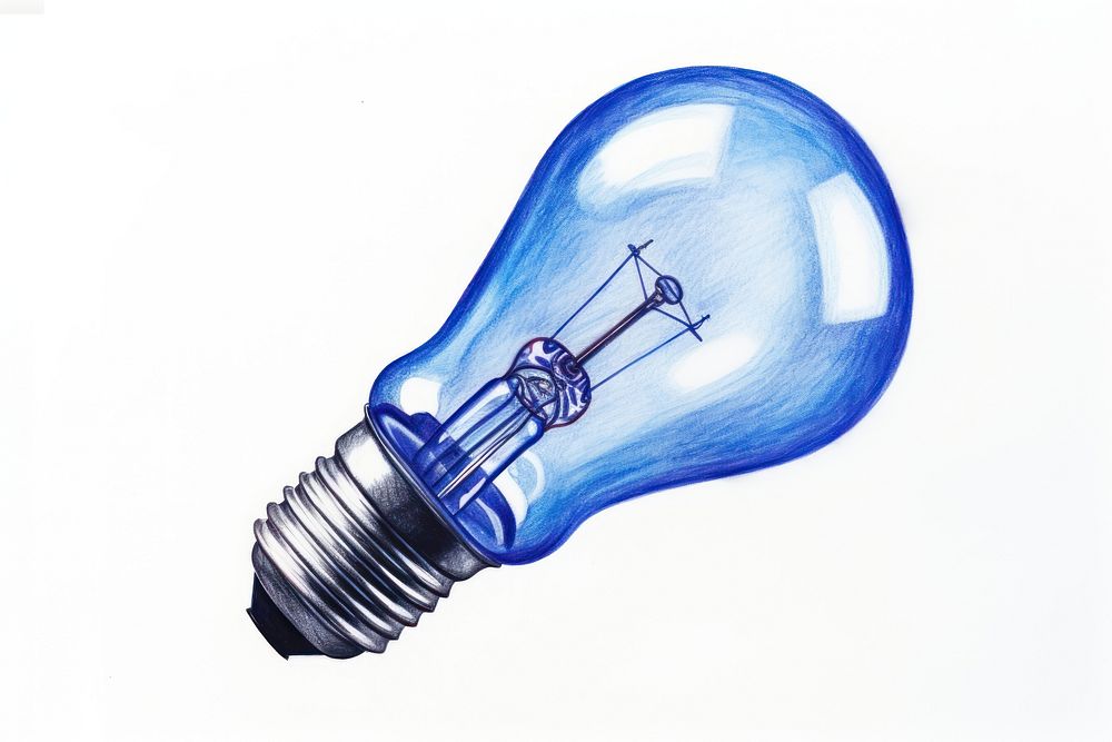 Drawing lightbulb sketch blue electricity.