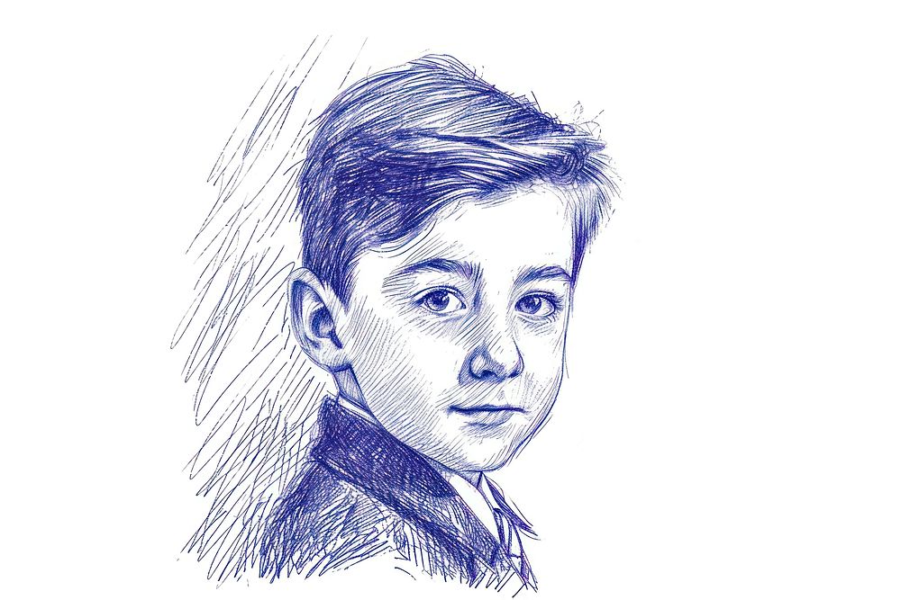 Drawing boy in school outfit sketch portrait adult.