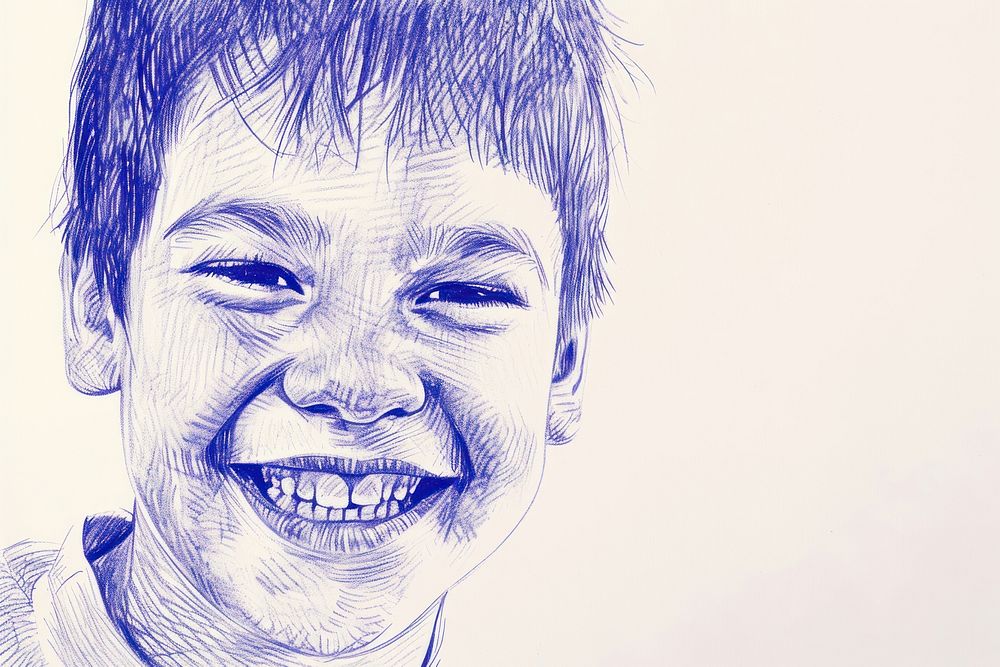 Drawing school boy smiling sketch portrait illustrated.