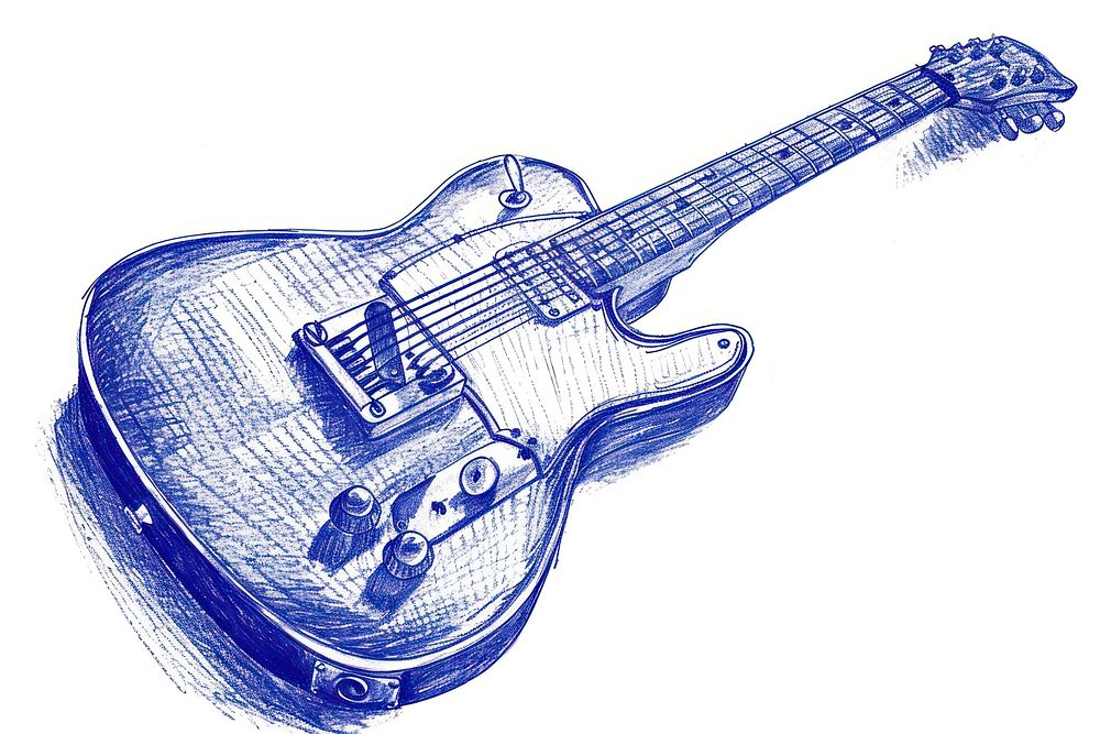 Drawing guitar sketch paper creativity.