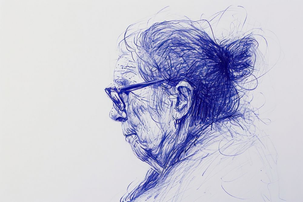 Drawing teacher woman sketch blue art.