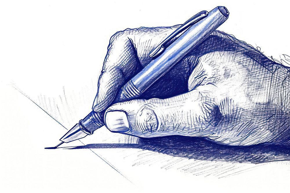 Drawing businessman hand sketch pen paper.