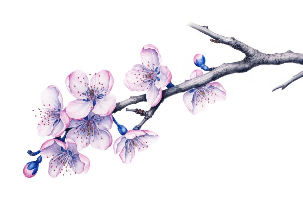 Drawing sakura blossom flower sketch.