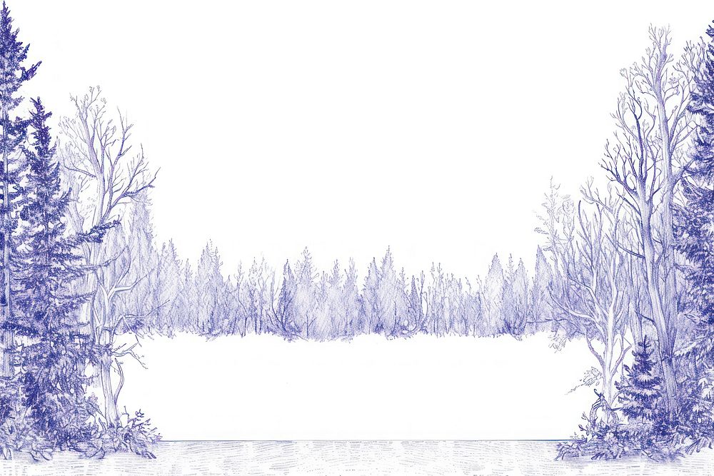Vintage drawing forest border sketch outdoors nature.