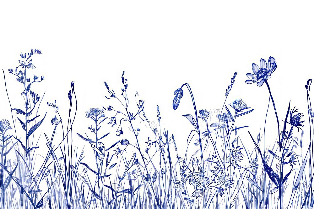 Drawing flower meadow sketch outdoors pattern.