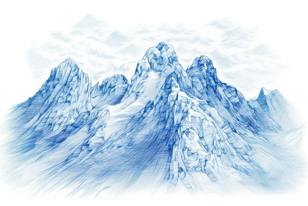 Drawing mountain landscape outdoors glacier nature.