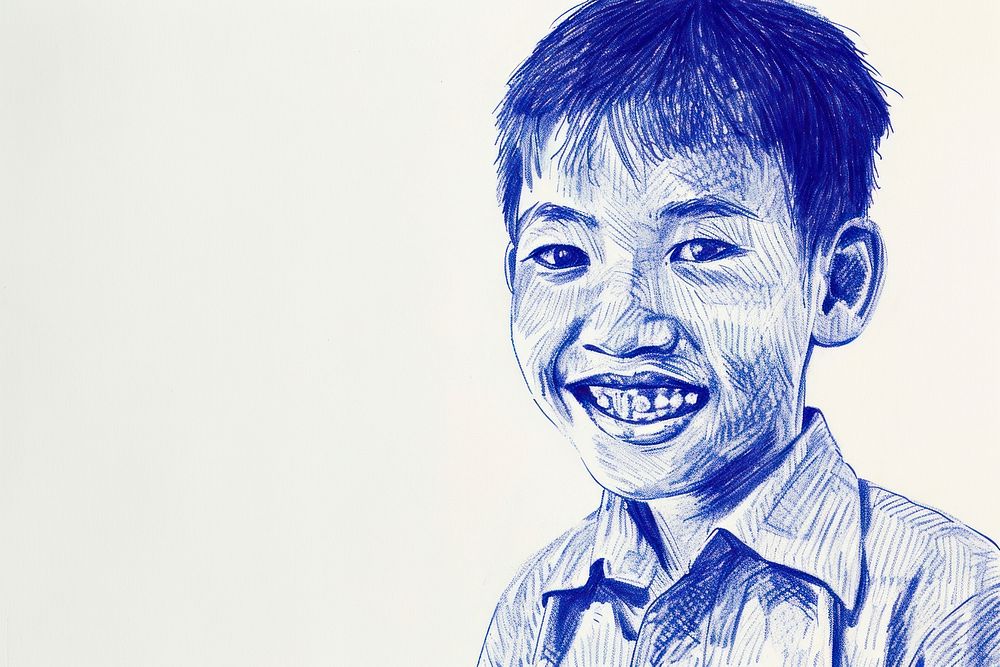 Drawing school boy smiling sketch portrait adult.