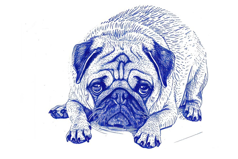 Drawing pug dog sketch animal mammal.