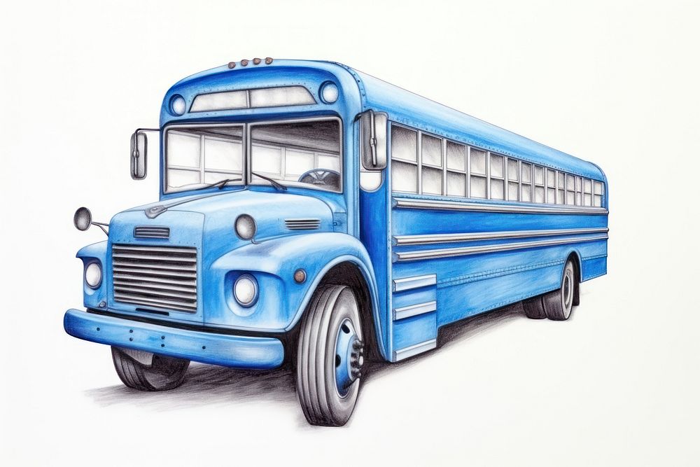 Drawing school bus vehicle sketch transportation.