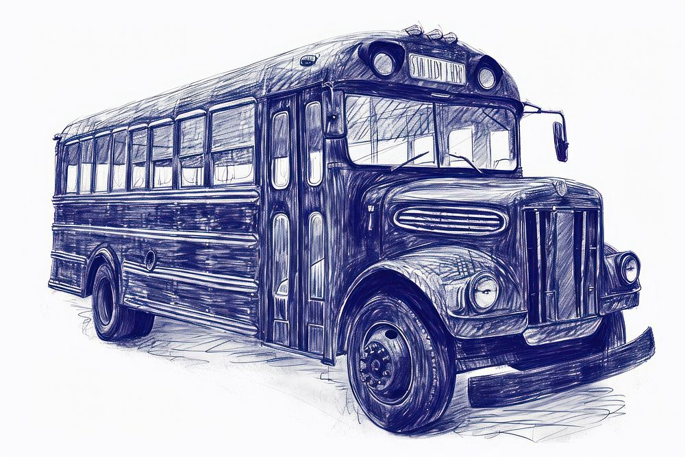 Drawing school bus sketch vehicle wheel.