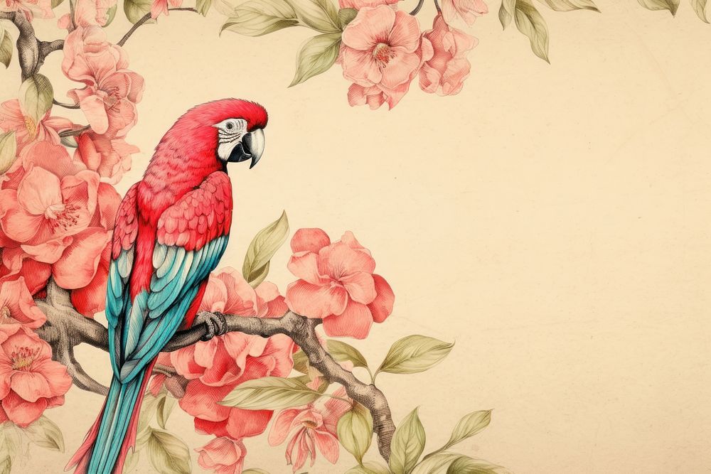 Parrot animal flower sketch.