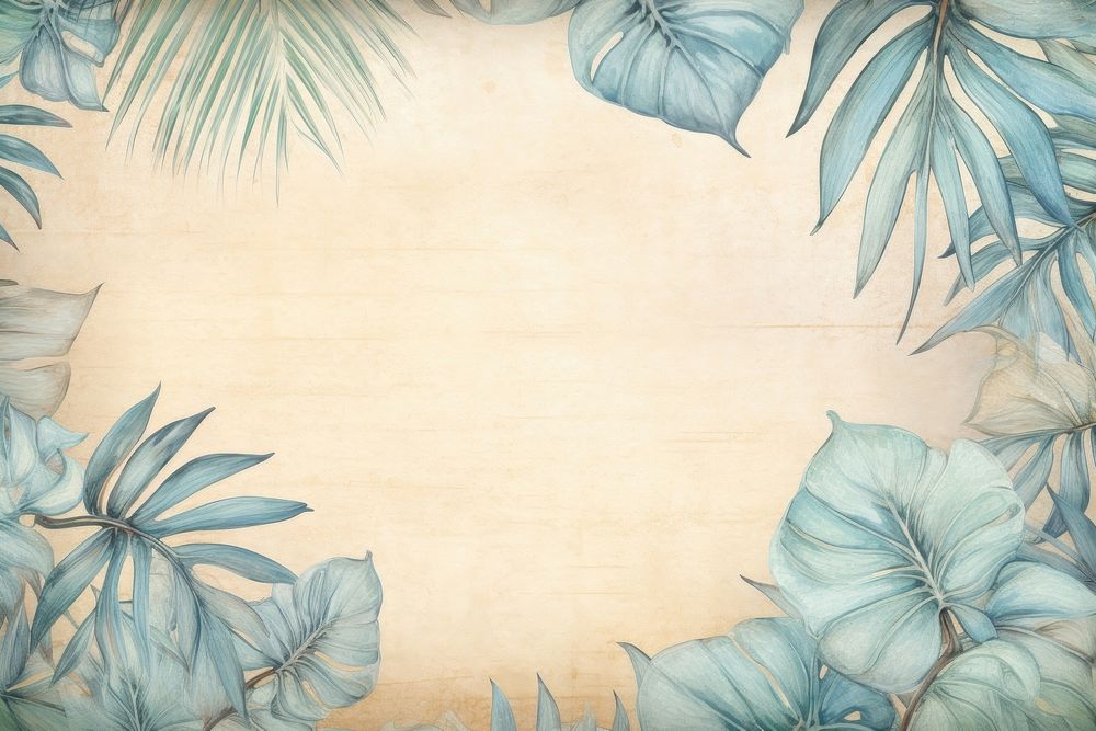 Realistic vintage drawing of monstera border backgrounds outdoors pattern.