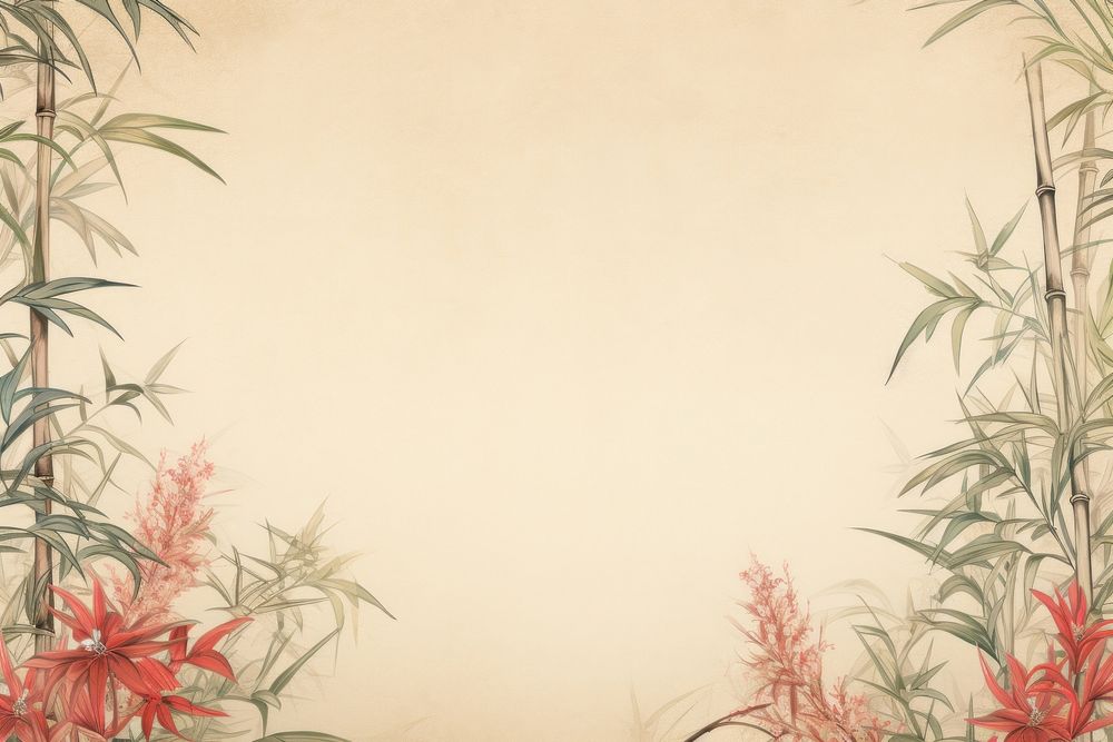 Realistic vintage drawing of bamboo border backgrounds pattern nature.