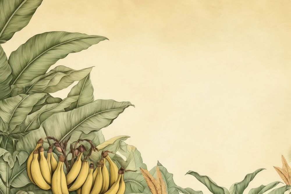 Realistic vintage drawing of Banana border banana backgrounds plant.