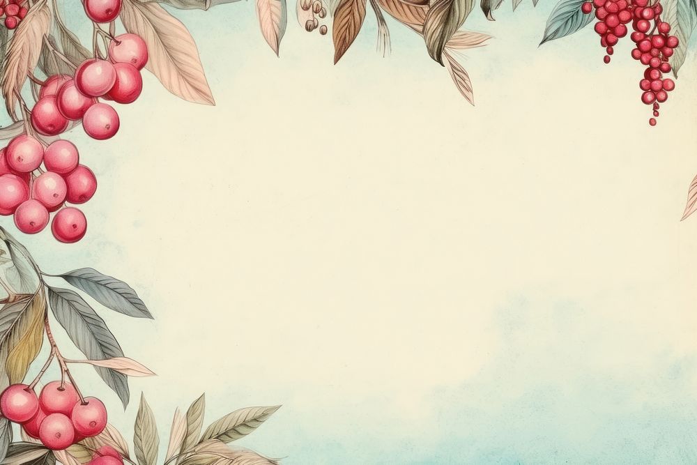 Realistic vintage drawing of cherry border backgrounds sketch plant.