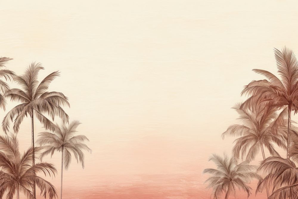 Realistic vintage drawing of coconut tree border sketch backgrounds outdoors.