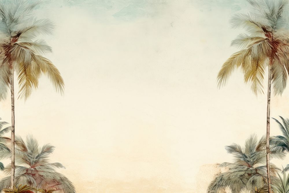 Realistic vintage drawing of coconut tree border backgrounds outdoors nature.