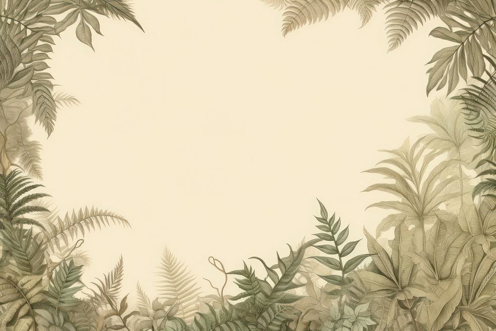 Realistic vintage drawing of fern border backgrounds vegetation nature.