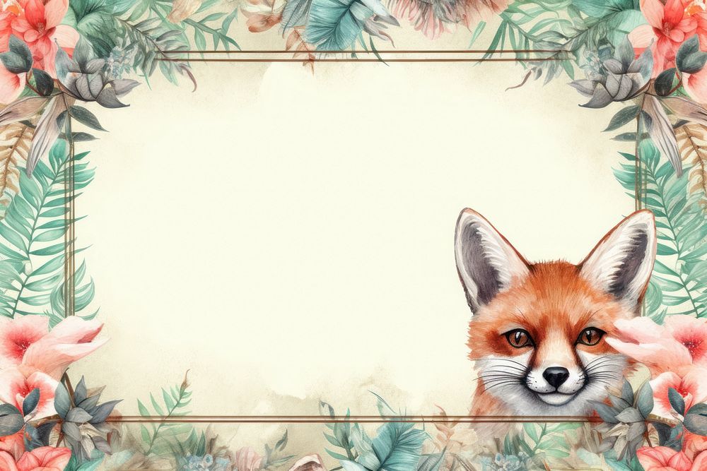 Realistic vintage drawing of fox border backgrounds animal mammal.