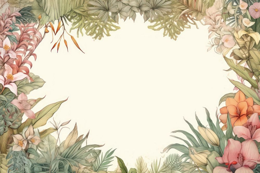 Realistic vintage drawing of garden border backgrounds outdoors pattern.
