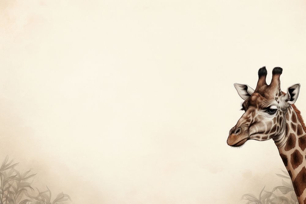 Realistic vintage drawing of Giraffe border giraffe wildlife animal.