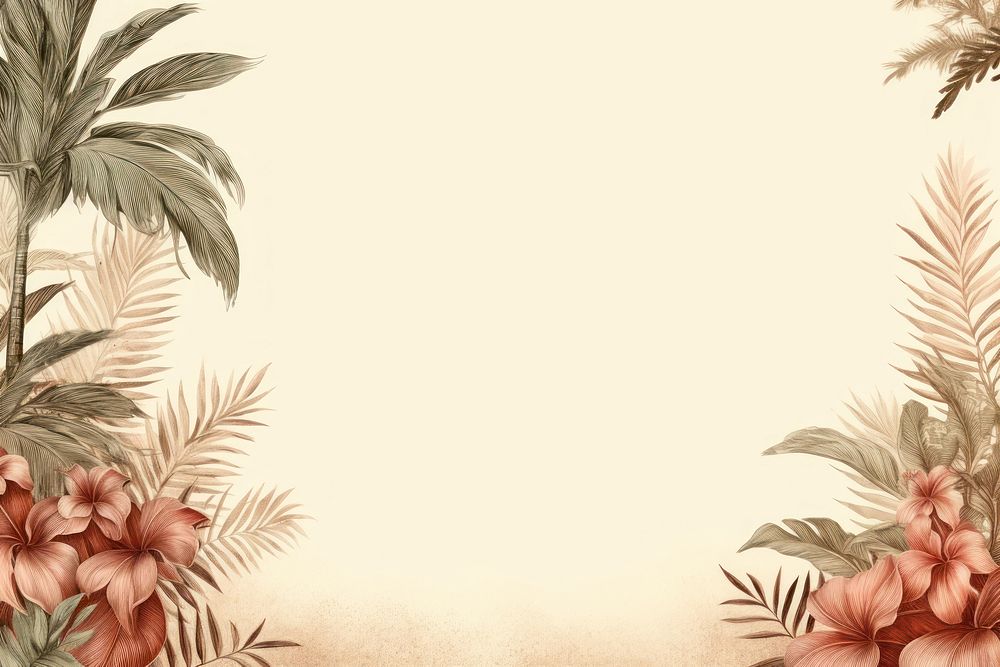 Realistic vintage drawing of palm border backgrounds outdoors pattern.