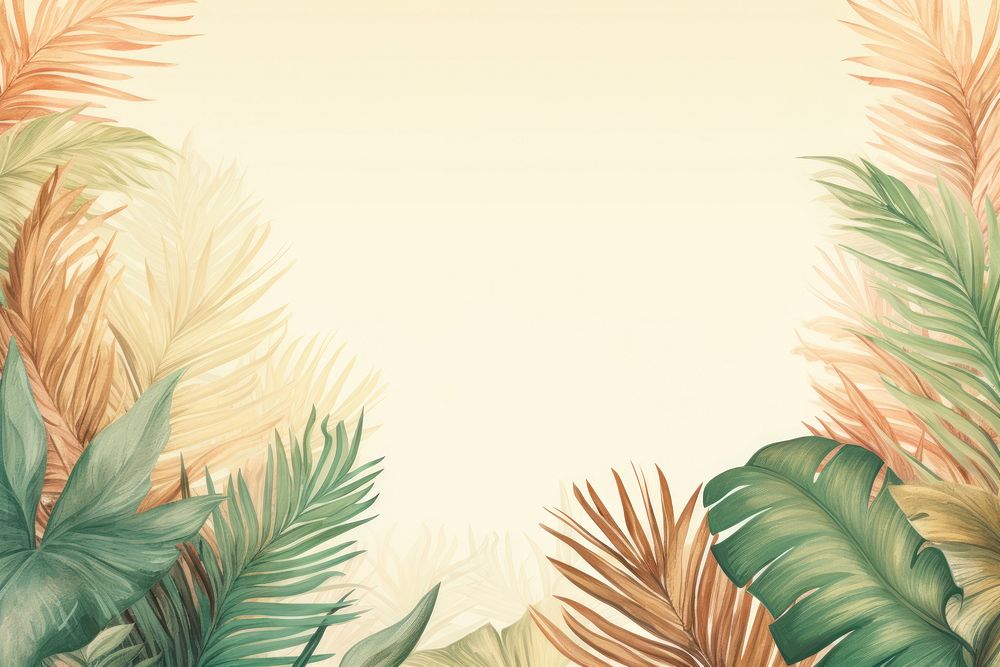 Realistic vintage drawing of palm border backgrounds pattern nature.