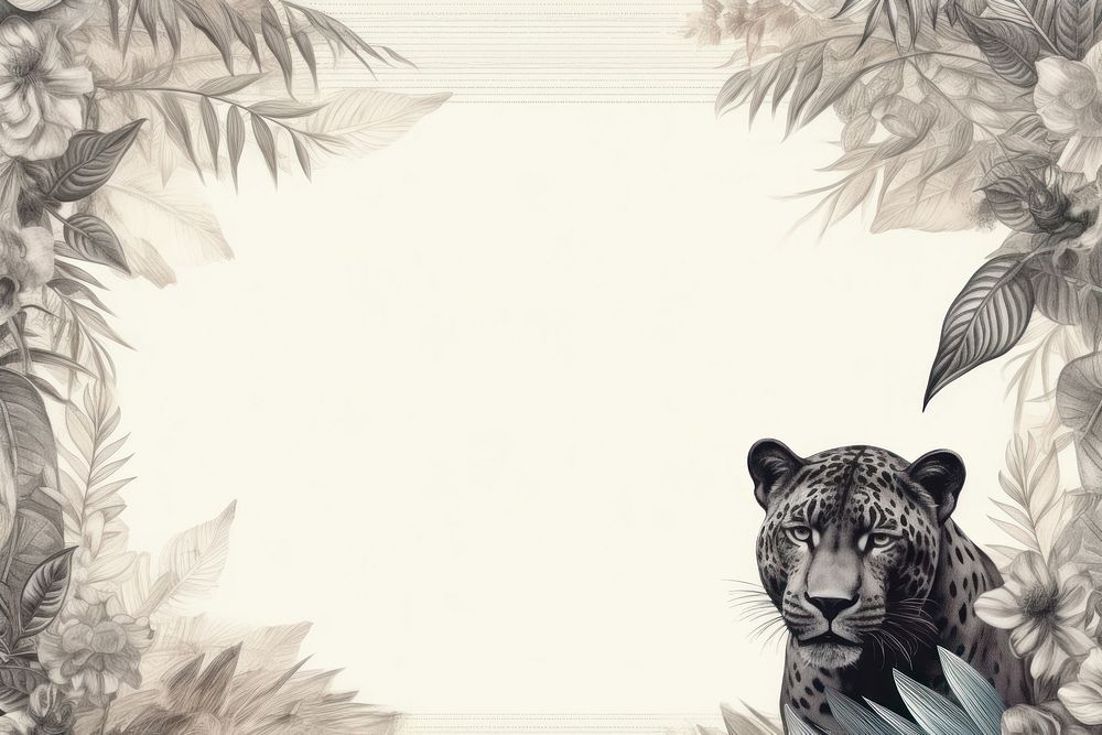 Realistic vintage drawing of Panther border sketch backgrounds panther.