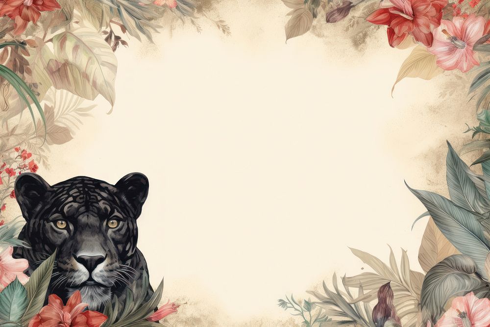 Realistic vintage drawing of Panther border backgrounds pattern panther.