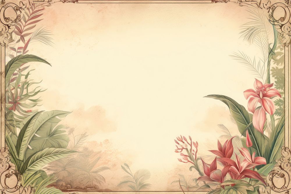 Realistic vintage drawing of phoenix border backgrounds pattern flower.