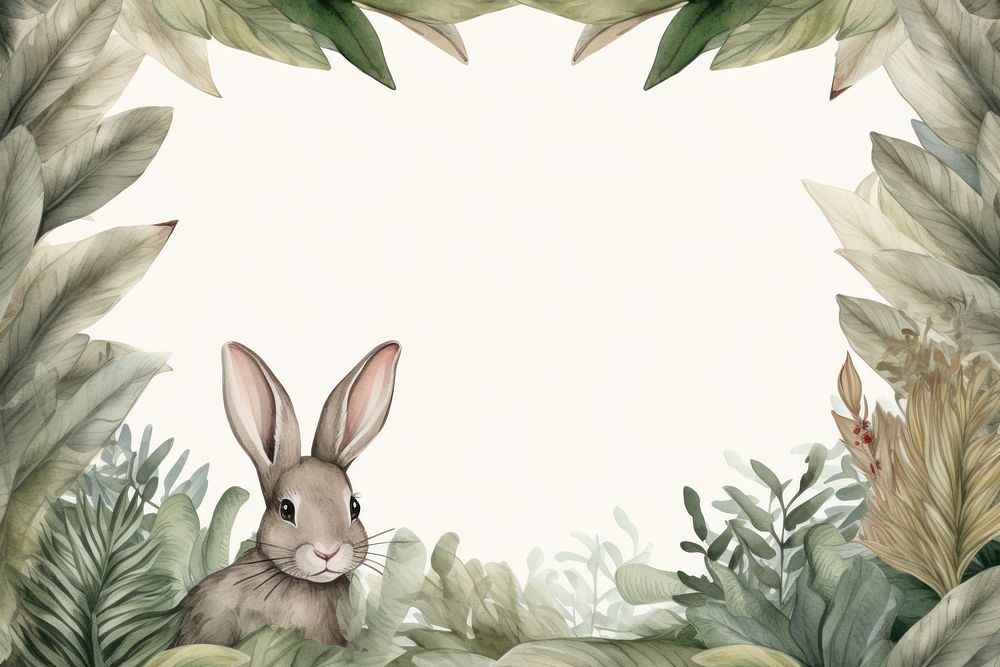 Realistic vintage drawing of rabbit border backgrounds animal mammal.